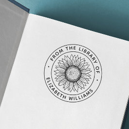 Zonnebloem uit de bibliotheek van boek aangepaste   zelfinktende stempel