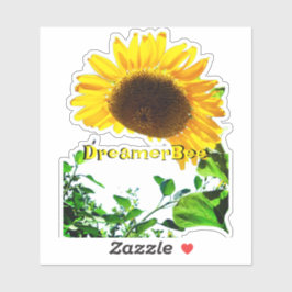 Zonnebloem uitgesneden sticker met bijen