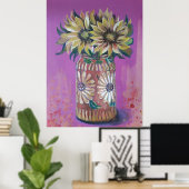 Zonnebloem vaas poster (Thuiskantoor)