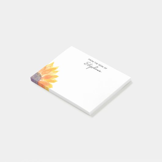 Zonnebloem van het bureau van Gepersonaliseerd Post-it® Notes (Schuin)
