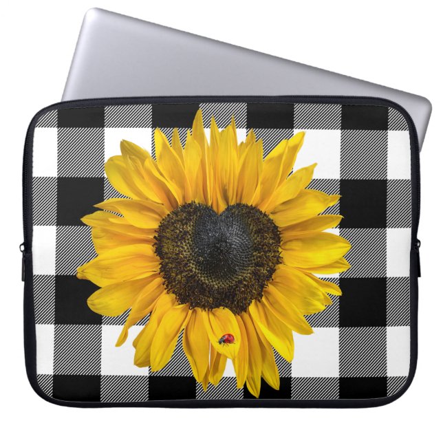 Zonnebloem van het hart met Ladybug Laptop Sleeve (Voorkant)