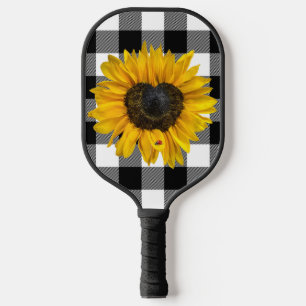 Zonnebloem van het hart met Ladybug Pickleball Paddle
