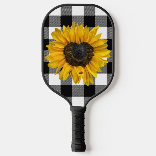 Zonnebloem van het hart met Ladybug Pickleball Paddle (Voorkant)