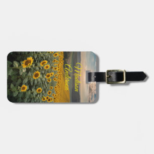 Zonnebloem veld gepersonaliseerde bagage bagagelabel