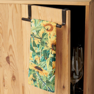 Zonnebloem Veldgele Blauwgroen Florence Design Theedoek