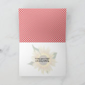 zonnebloem - verjaardag op rode en witte gingham kaart (Binnen)