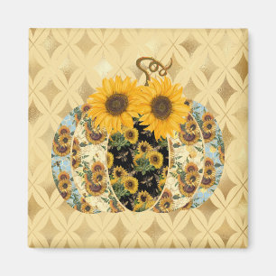 Zonnebloem Versierde pompoenmagneet Magneet