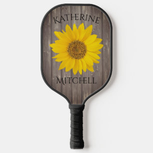 Zonnebloem versleten grijs hout naam pickleball paddle