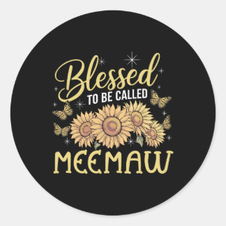 Zonnebloem, verzegeld om "Meemaw Sunflower Lovers" Ronde Sticker