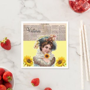 Zonnebloem Victoriaans papier Servet