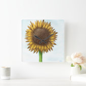  zonnebloem vierkante klok (Huis)