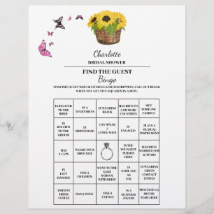 Zonnebloem Vind De Gast Bruidsfeest Bingo  Flyer