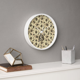 Zonnebloem Vintage Charme Sepia Tinten Wandklok