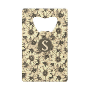 Zonnebloem Vintage Charme Sepia Toon Flesopener Kredietkaart Flessenopener