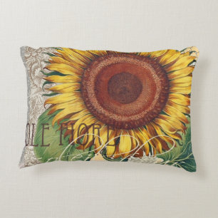 Zonnebloem Vintage Damask Flower Art Accent Kussen