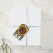 Zonnebloem Vintage Damask Flower Art Cadeaulabel (Met Touw)