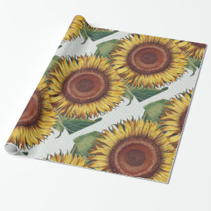 Zonnebloem Vintage Damask Flower Art Cadeaupapier