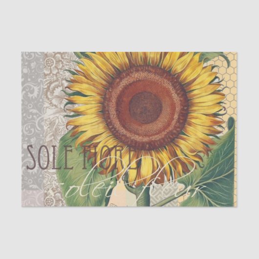 Zonnebloem Vintage Damask Flower Art Tissuepapier (Voorkant)