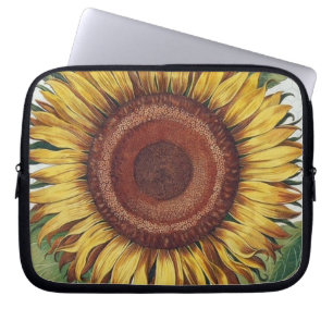 Zonnebloem Vintage Damast Bloem Kunst Laptop Sleeve