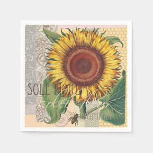 Zonnebloem Vintage Damast Bloem Kunst Servet