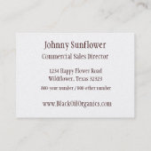 Zonnebloem Visitekaartje (Achterkant)