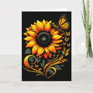 Zonnebloem Vlinder Bloem Natuur Kunst  Kaart