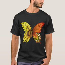 Zonnebloem vlinder bloemige vintage t-shirt