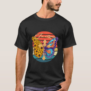Zonnebloem Vlinder Geloof Zonsondergang T-shirt
