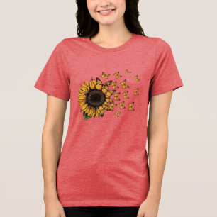 Zonnebloem Vlinder Grafische Print voor Vrouwen Tri-Blend Shirt