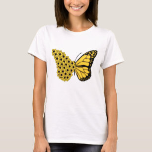 zonnebloem vlinder vintage vrouwen monarch t-shirt