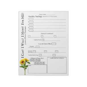 Zonnebloem voor mij Dagelijkse Voedseltracker Notitieblok