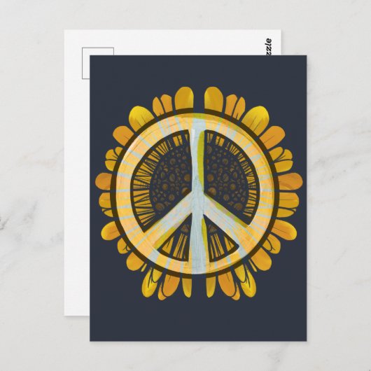 Zonnebloem Vredessymbool Zonbloemen Wereld Vrede Briefkaart (Voorkant / Achterkant)