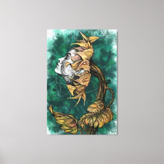 Zonnebloem Vrouw Canvas Print (Voorkant)