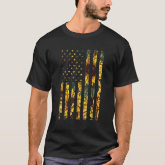Zonnebloem VS Vlag Patriottisch 4 juli Amerikaans T-shirt