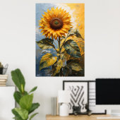 Zonnebloem | Wall Art Poster | Olieverfschilderij (Thuiskantoor)