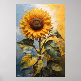 Zonnebloem | Wall Art Poster | Olieverfschilderij