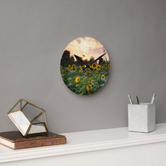 Zonnebloem Wandklok Ronde Klok