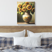 Zonnebloem wandkunst - ingepakt canvas (Insitu (Slaapkamer))
