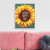 Zonnebloem wandkunst - Motiverend Canvas Afdruk (Insitu (Woonkamer))