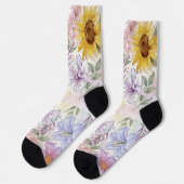 Zonnebloem waterkleur ontwerp sokken (Links)
