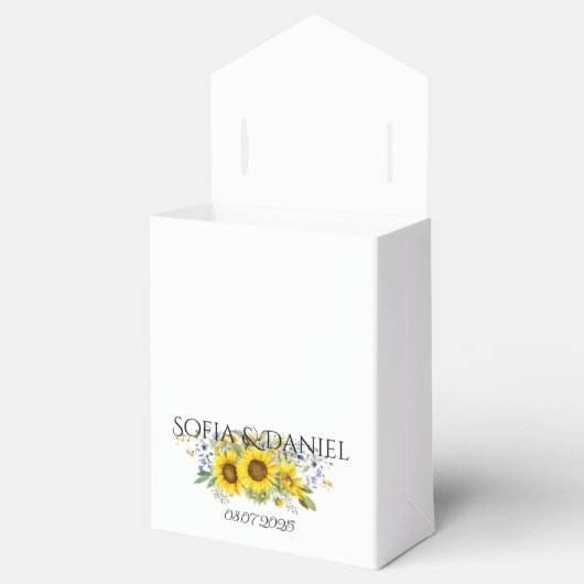 Zonnebloem waterverf blauw wilde bloem bruiloft bedankdoosjes (Geopend)