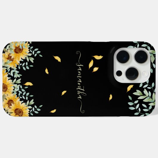 Zonnebloem Waterverf Bloemen Botanische Script Naa Case-Mate iPhone Case (Achterkant (horizontaal))