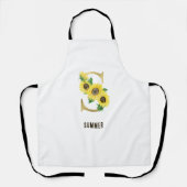 Zonnebloem Waterverf bloemletter S Monogram Schort (Voorkant)