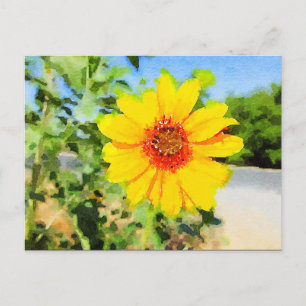 Zonnebloem Waterverf Briefkaart