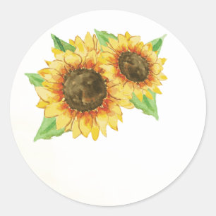 Zonnebloem Waterverf bruiloft gunst Stickers