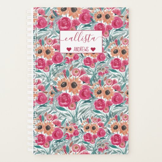 Zonnebloem Waterverf Floral Pattern Planner (Voorkant)