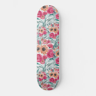 Zonnebloem Waterverf Floral Pattern Skateboard