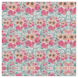 Zonnebloem Waterverf Floral Pattern Stof