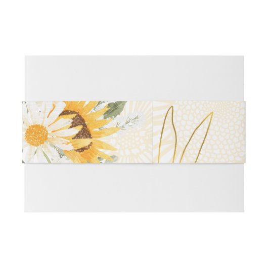 Zonnebloem Waterverf Floral Uitnodigingen Wikkel (Achterkant Voorbeeld)