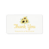Zonnebloem Waterverf Floral Weddenschap Dank je Etiket (Voorkant)
